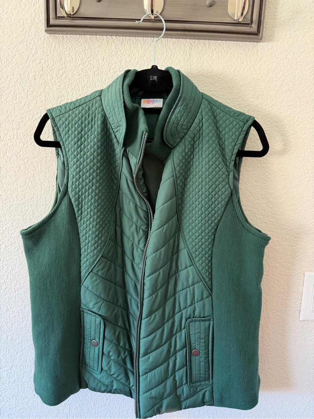 LuLaRoe Quilted Green Sleeveless Puffer Vest